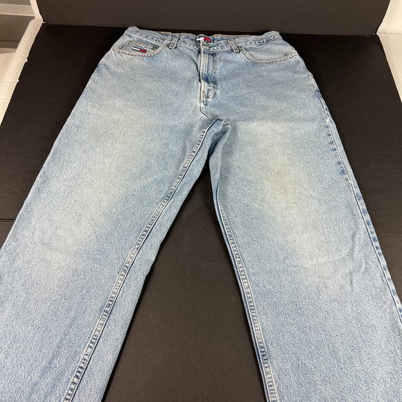VTG Tommy Hilfiger Jean Men 33x32* Loose Straight Leg Blue Faded Demin Tag 34x34